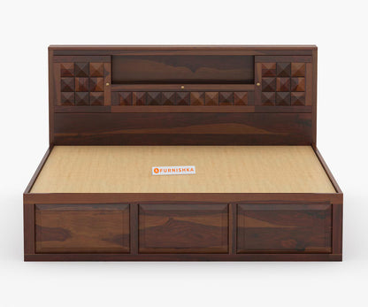 Maverick Sheesham wood With Drawer Storage Bed - Queen Size