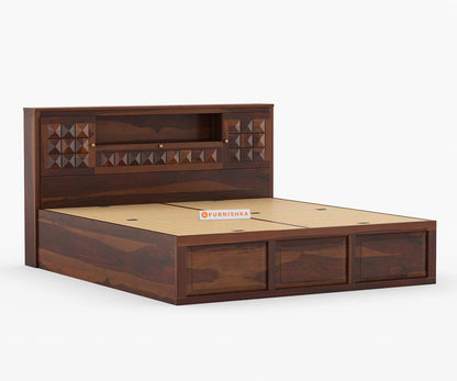 Maverick Sheesham wood With Box Storage Bed - King Size