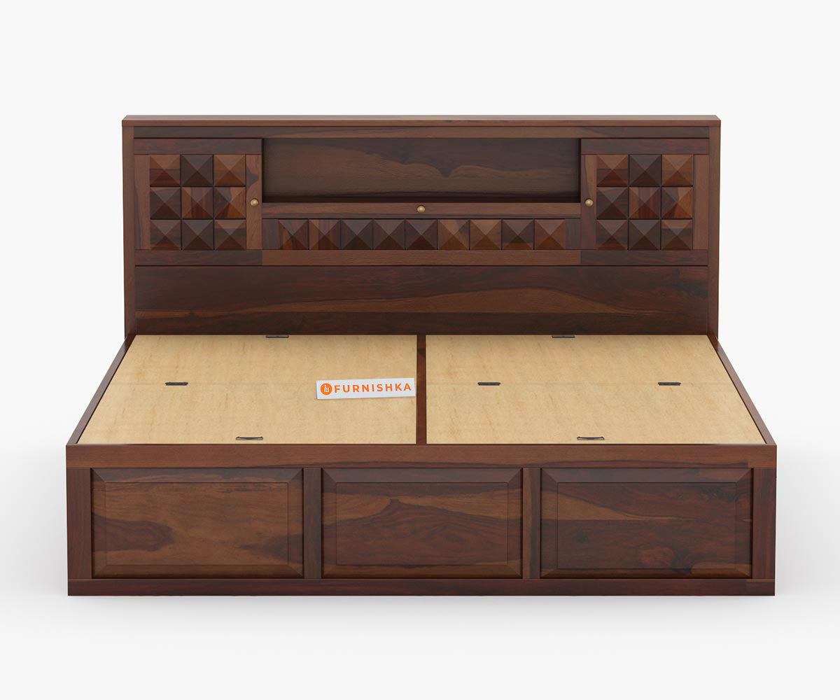 Maverick Sheesham wood With Box Storage Bed - Queen Size