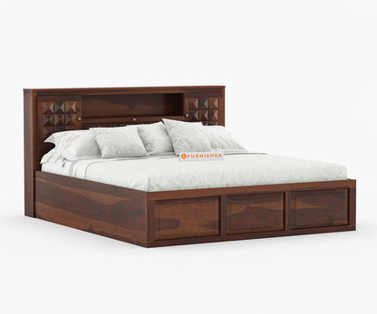 Maverick Sheesham wood With Box Storage Bed - King Size