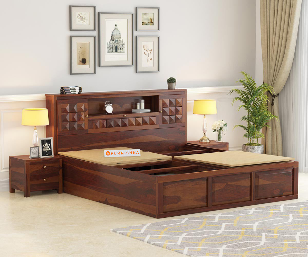 Maverick Sheesham wood With Box Storage Bed - King Size