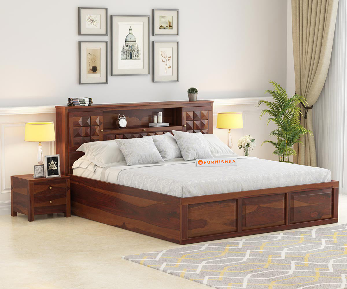 Maverick Sheesham wood With Box Storage Bed - Queen Size