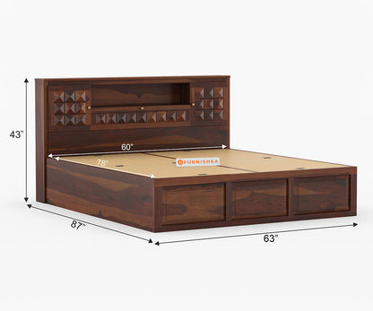 Maverick Sheesham wood With Box Storage Bed - Queen Size
