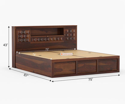 Maverick Sheesham wood With Box Storage Bed - King Size