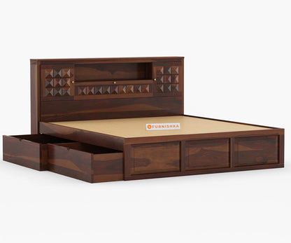 Maverick Sheesham wood With Drawer Storage Bed - King Size