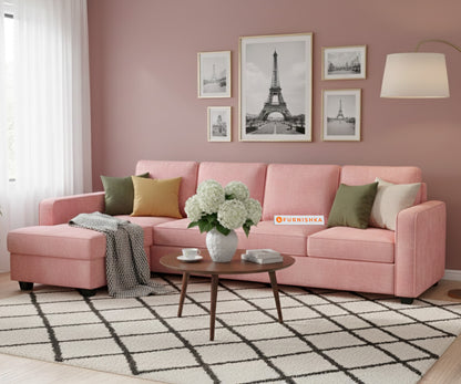 Melak Sectional Sofa 3+L Seater LHS Flamingo Pink - Furnishka 
