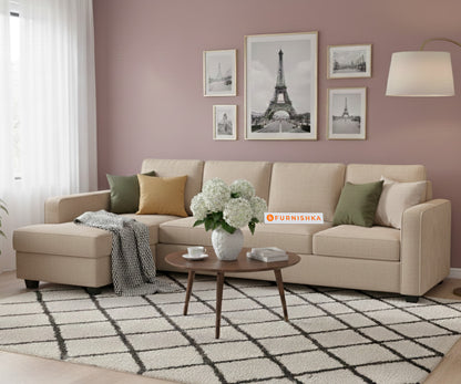 Melak Sectional Sofa 3+L Seater LHS Light Beige - Furnishka 