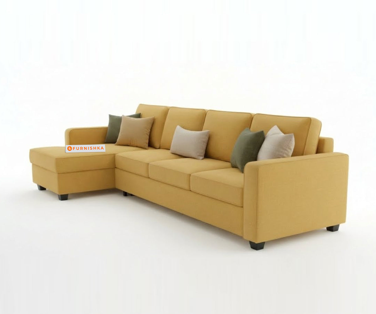 Melak Sectional Sofa 3+L Seater LHS Mustard Yellow - Furnishka 