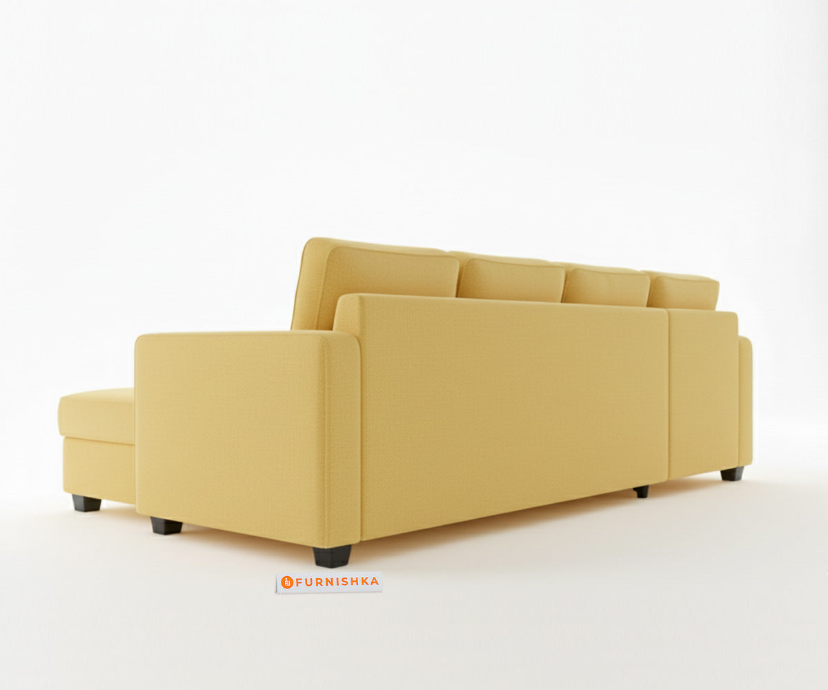 Melak Sectional Sofa 3+L Seater LHS Mustard Yellow - Furnishka 
