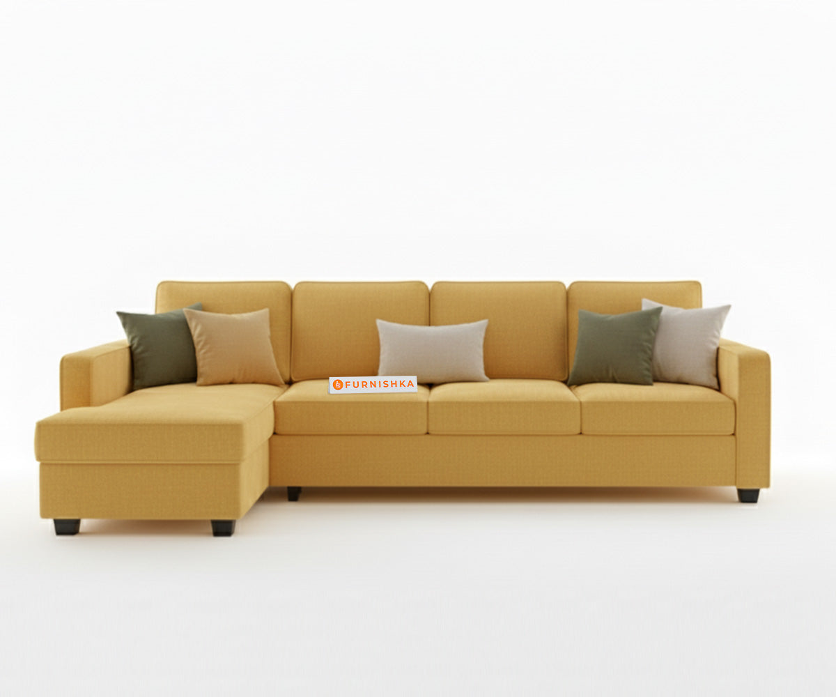 Melak Sectional Sofa 3+L Seater LHS Mustard Yellow - Furnishka 