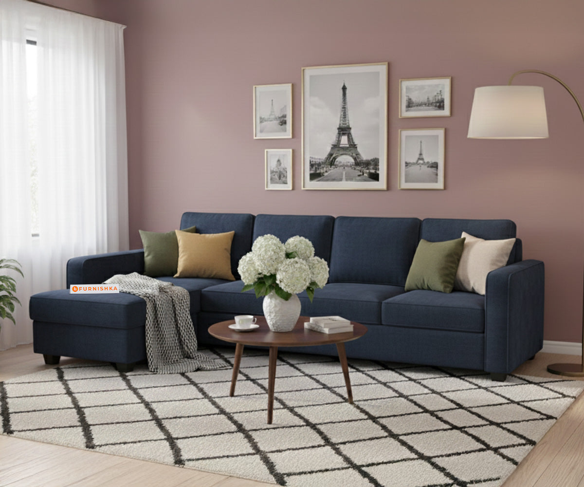 Melak Sectional Sofa 3+L Seater LHS Persian Blue - Furnishka 