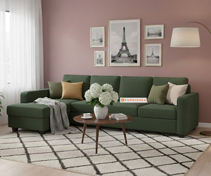Melak Sectional Sofa 3+L Seater LHS Pine Green - Furnishka 