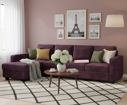 Melak Sectional Sofa 3+L Seater LHS Red Wine - Furnishka
