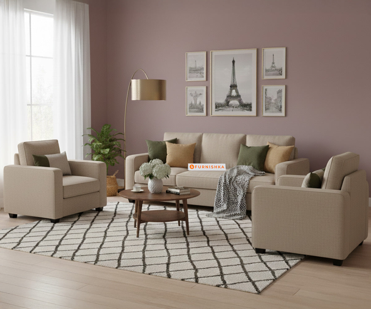 Melaka 3+1+1 Seater Sofa Set Light Beige - Furnishka 