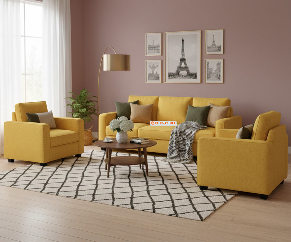 Melaka 3+1+1 Seater Sofa Set Mustard Yellow - Furnishka 