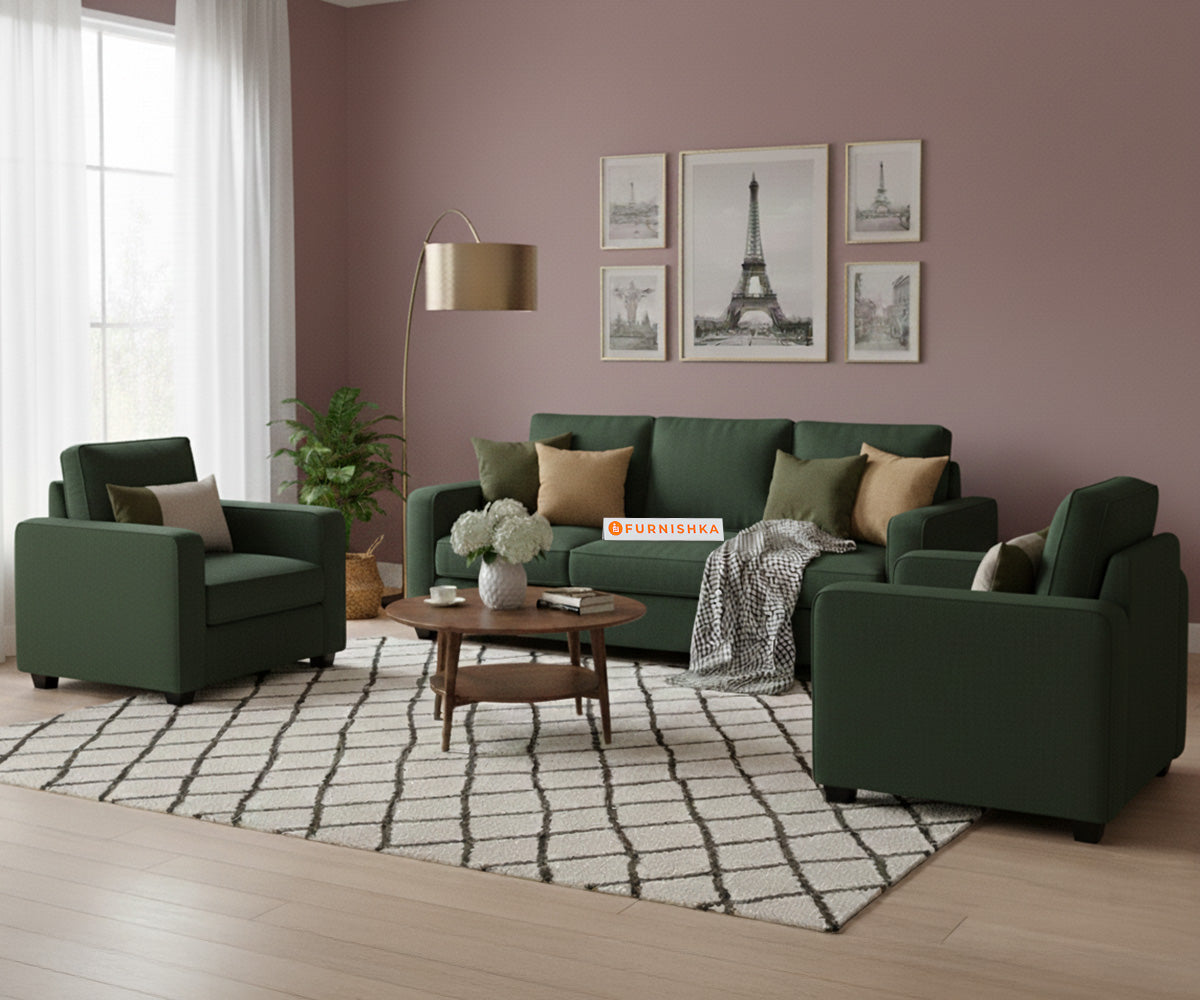 Melaka 3+1+1 Seater Sofa Set Pine Green - Furnishka 