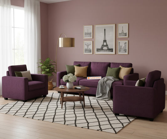 Melaka 3+1+1 Seater Sofa Set Red Wine - Furnishka 