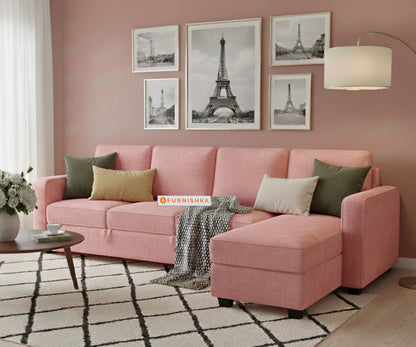 Melaka Sectional Sofa 3+L Seater RHS Flamingo Pink - Furnishka 