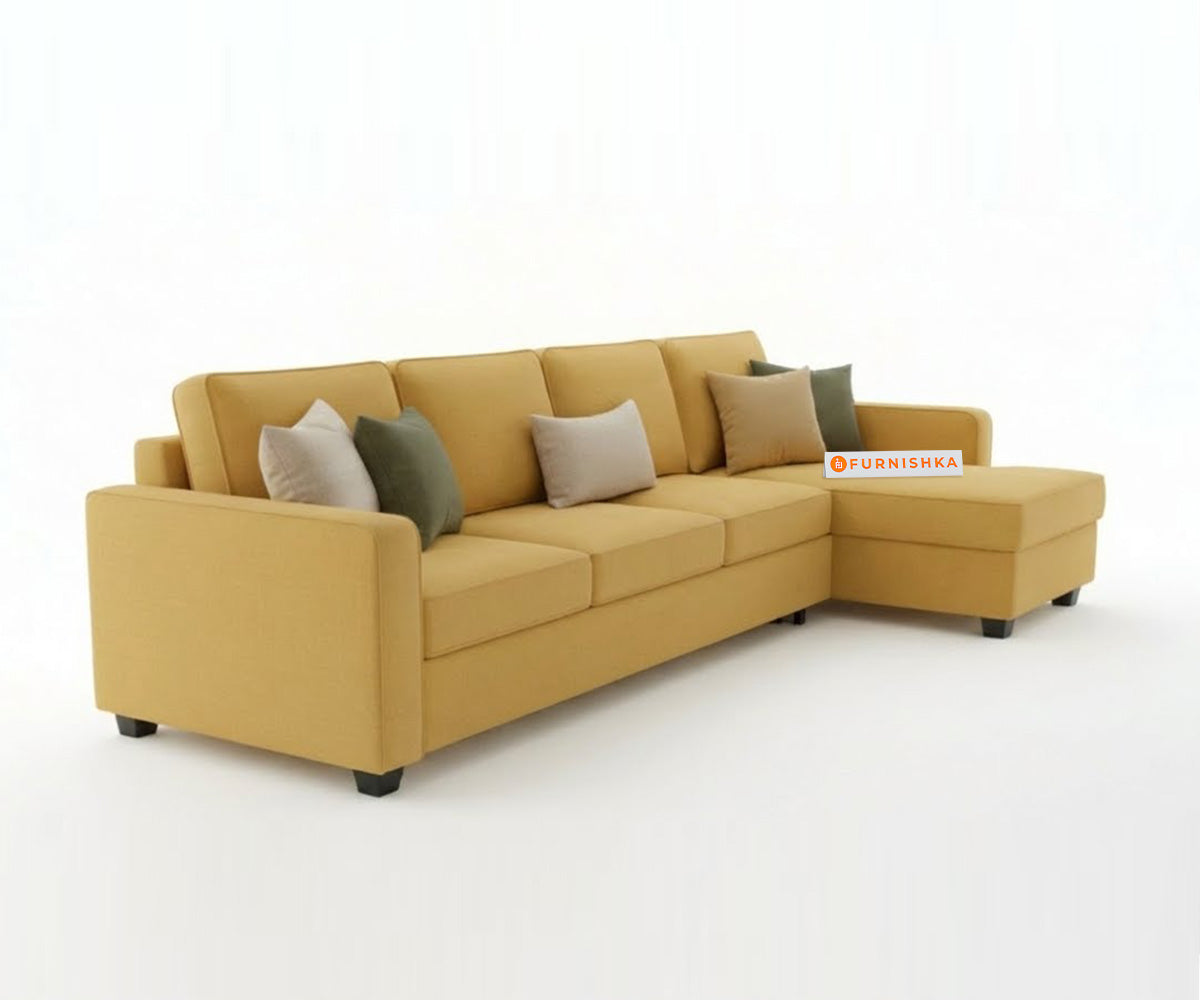 Melaka Sectional Sofa 3+L Seater RHS Mustard Yellow - Furnishka 