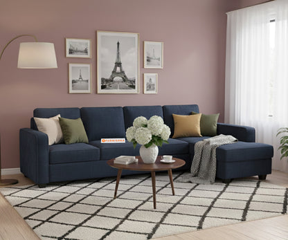 Melaka Sectional Sofa 3+L Seater RHS Persian Blue - Furnishka 