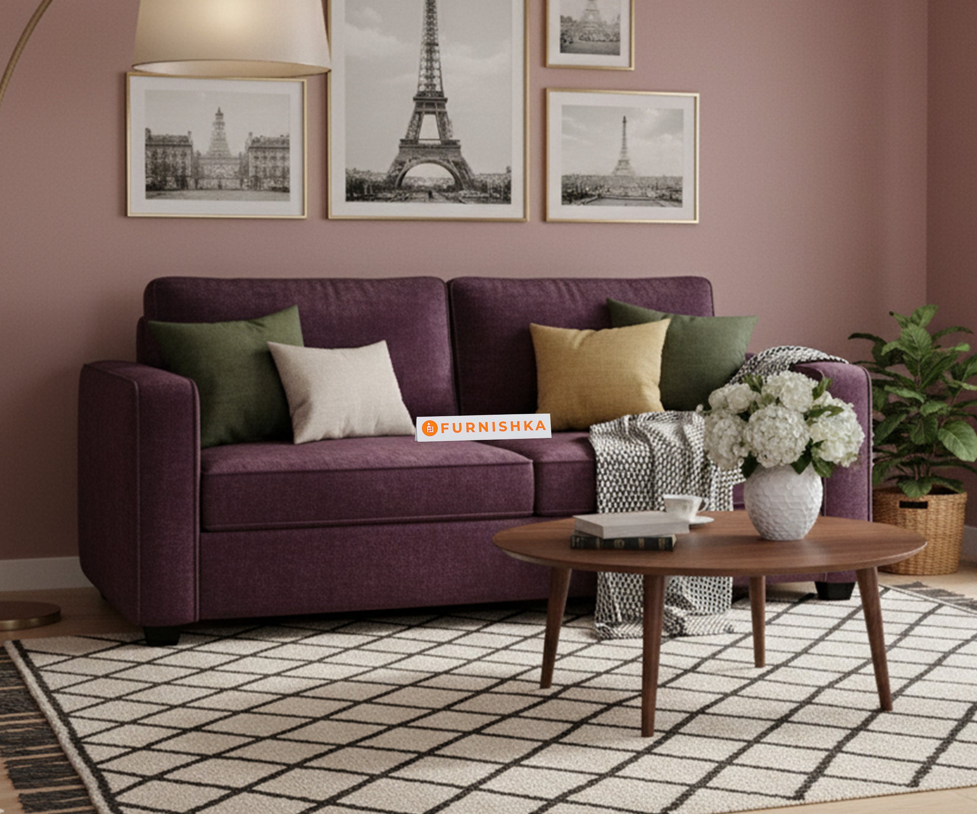 Melaka Sofa 2 Seater Red Wine - Furnishka 