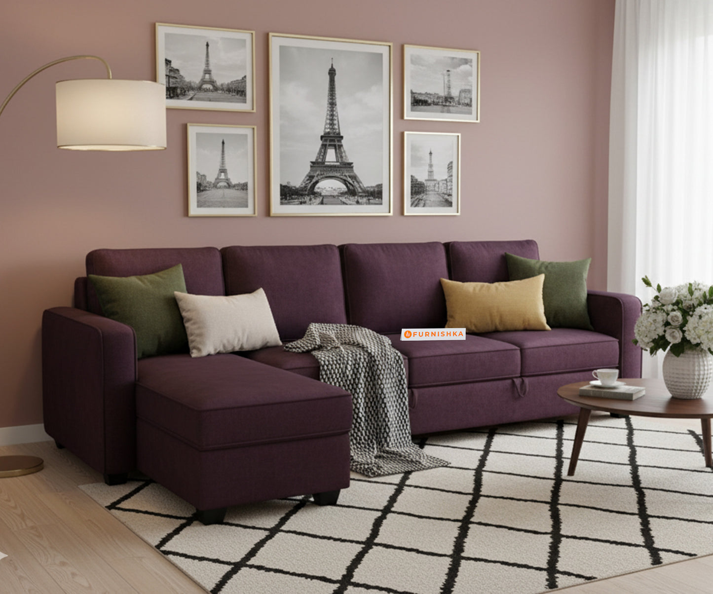 Melaka Sofa 3+L LHS Sofa cum Bed  - Pull out Type - Furnishka 