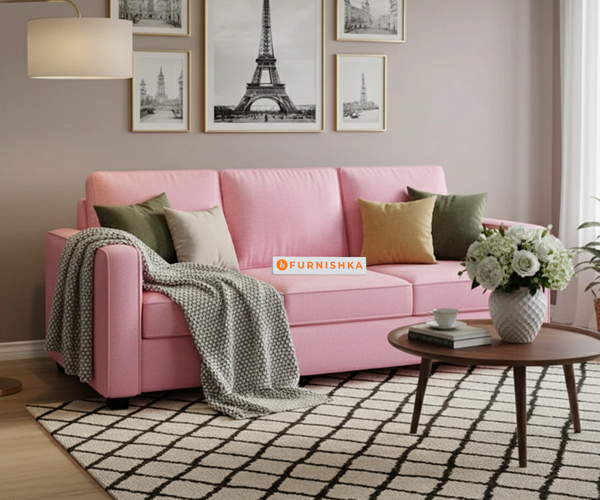 Melaka Sofa 3 Seater Flamingo Pink - Furnishka 