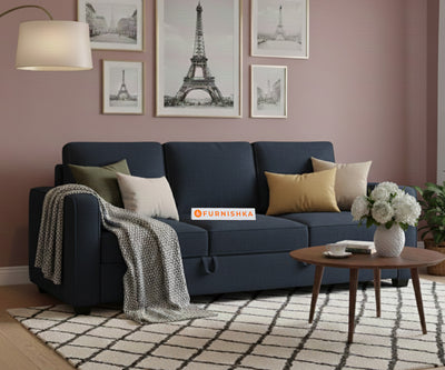 Melaka Sofa 3 Seater Sofa Cum Bed - Pull out Type Persian Blue