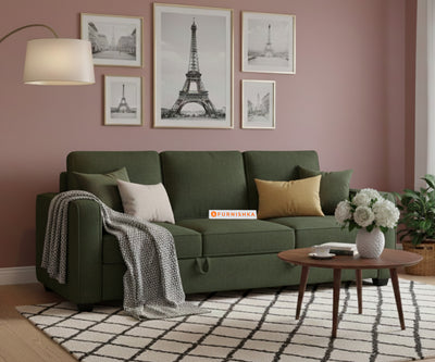 Melaka Sofa 3 Seater Sofa Cum Bed - Pull out Type Pine Green
