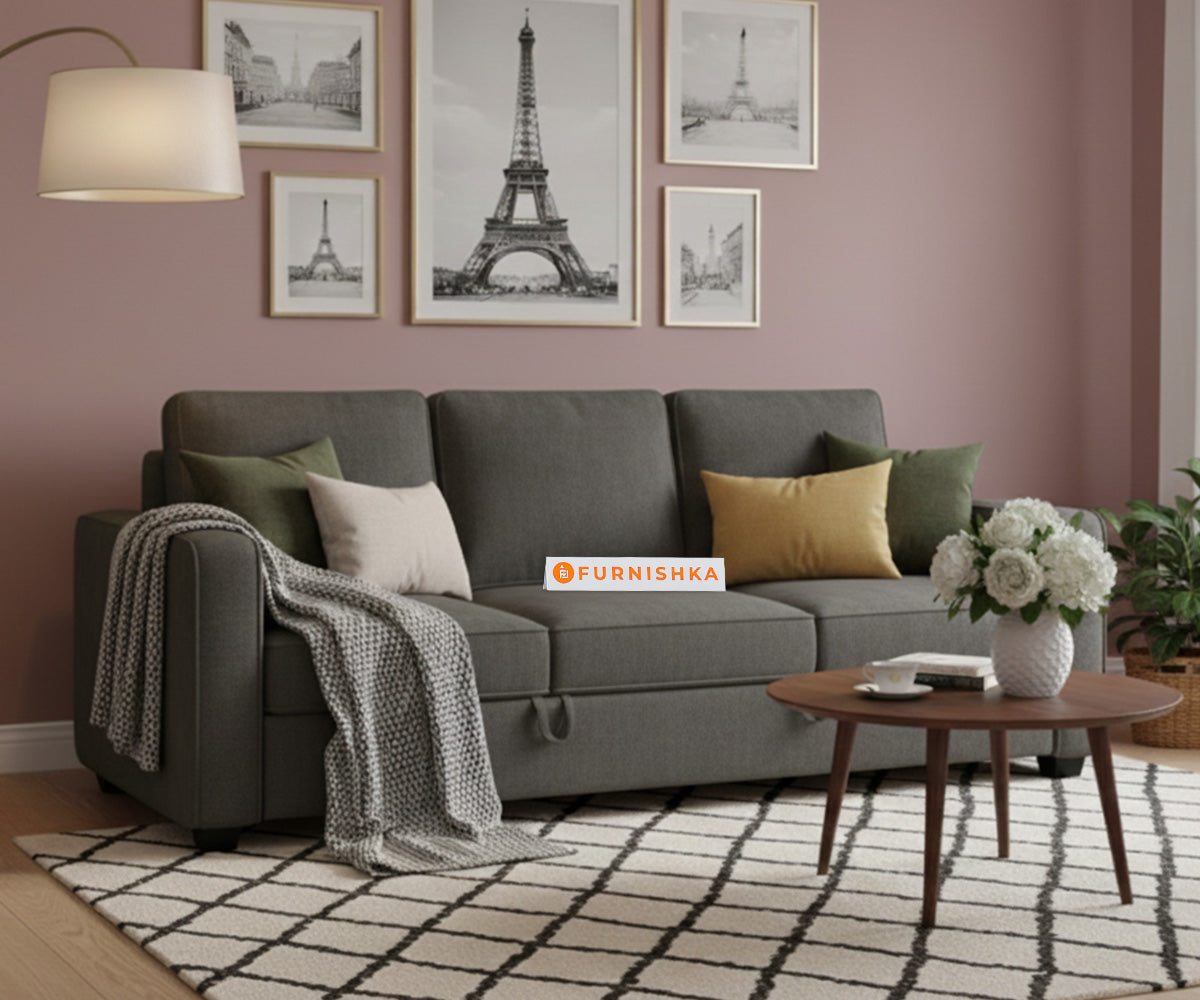 Melaka Sofa 3 Seater Sofa Cum Bed - Pull out Type Space Grey - Furnishka 