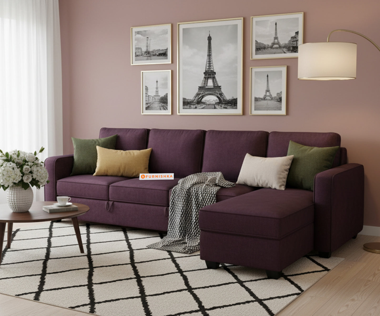 Melaka Sofa 3+L RHS Sofa cum Bed  - Pull out Type