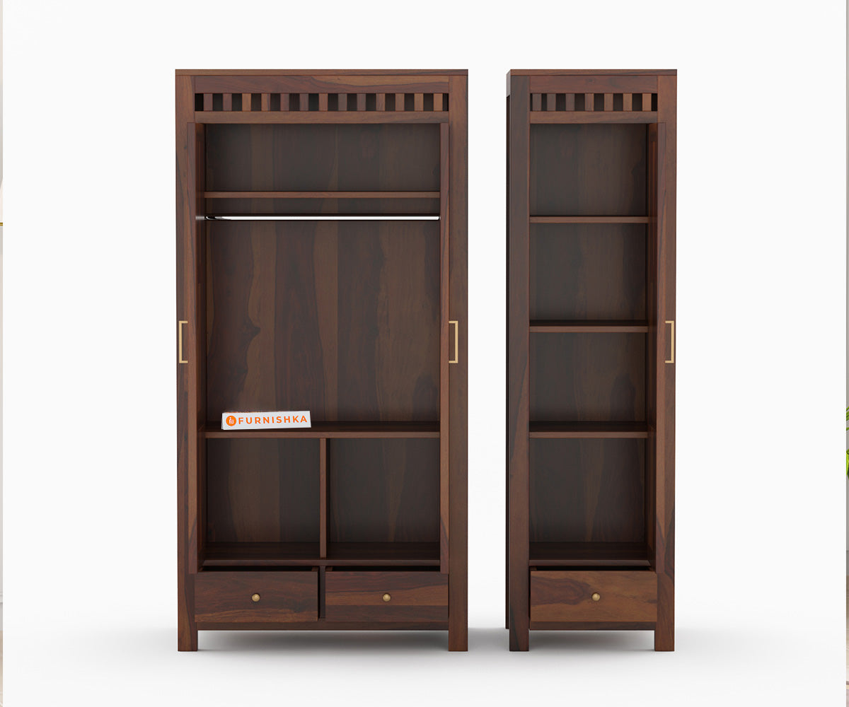 Meody 3 Door Solid Sheesham Wood Wardrobe - Furnishka 