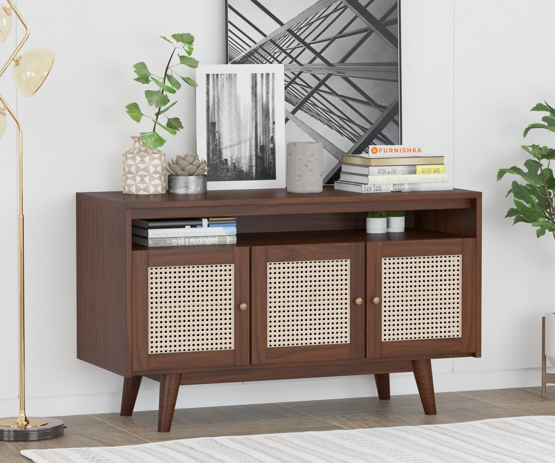 Mike Acacia Wood Triple Door Chest of Drawers - Furnishka 