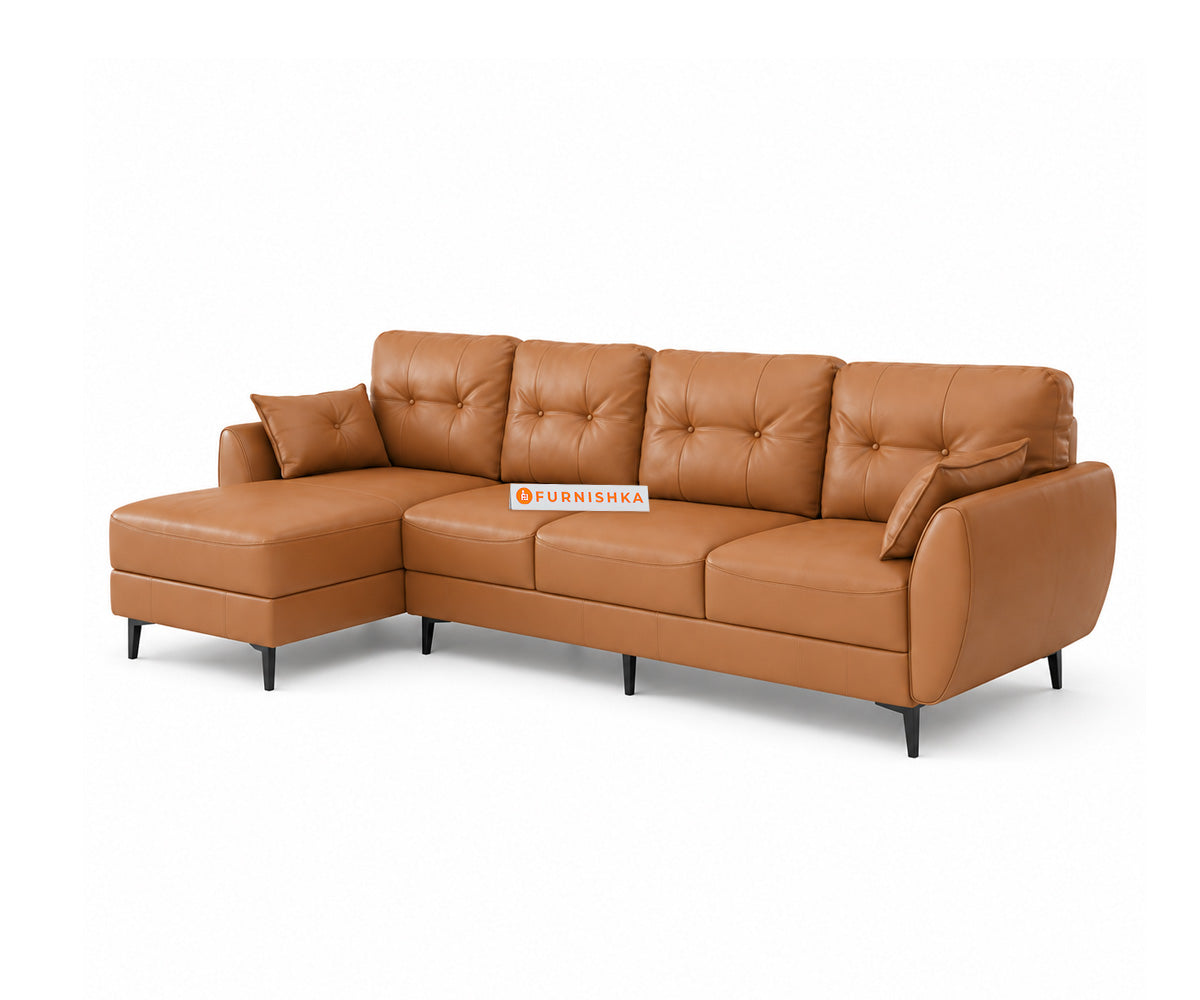Milano Leatherette 3 Seater Sectional Sofa-LHS - Furnishka 