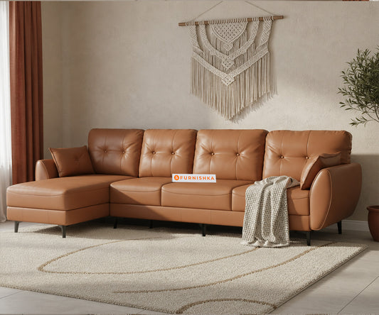 Milano Leatherette 3 Seater Sectional Sofa-LHS - Furnishka