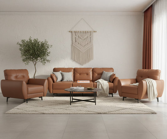 Milano Leatherette Sofa 3+1+1 Seater - Furnishka 