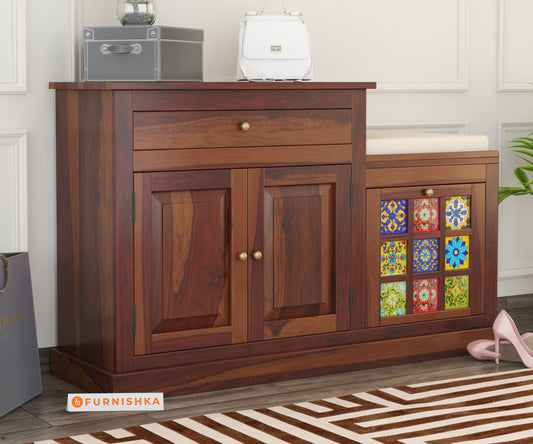 Millicent Sheesham Wood Shoe Rack - Furnishka 