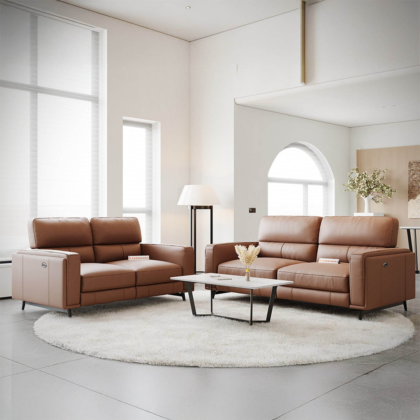 Montes 3 + 2 Seater Recliner - Brown Color - Furnishka 