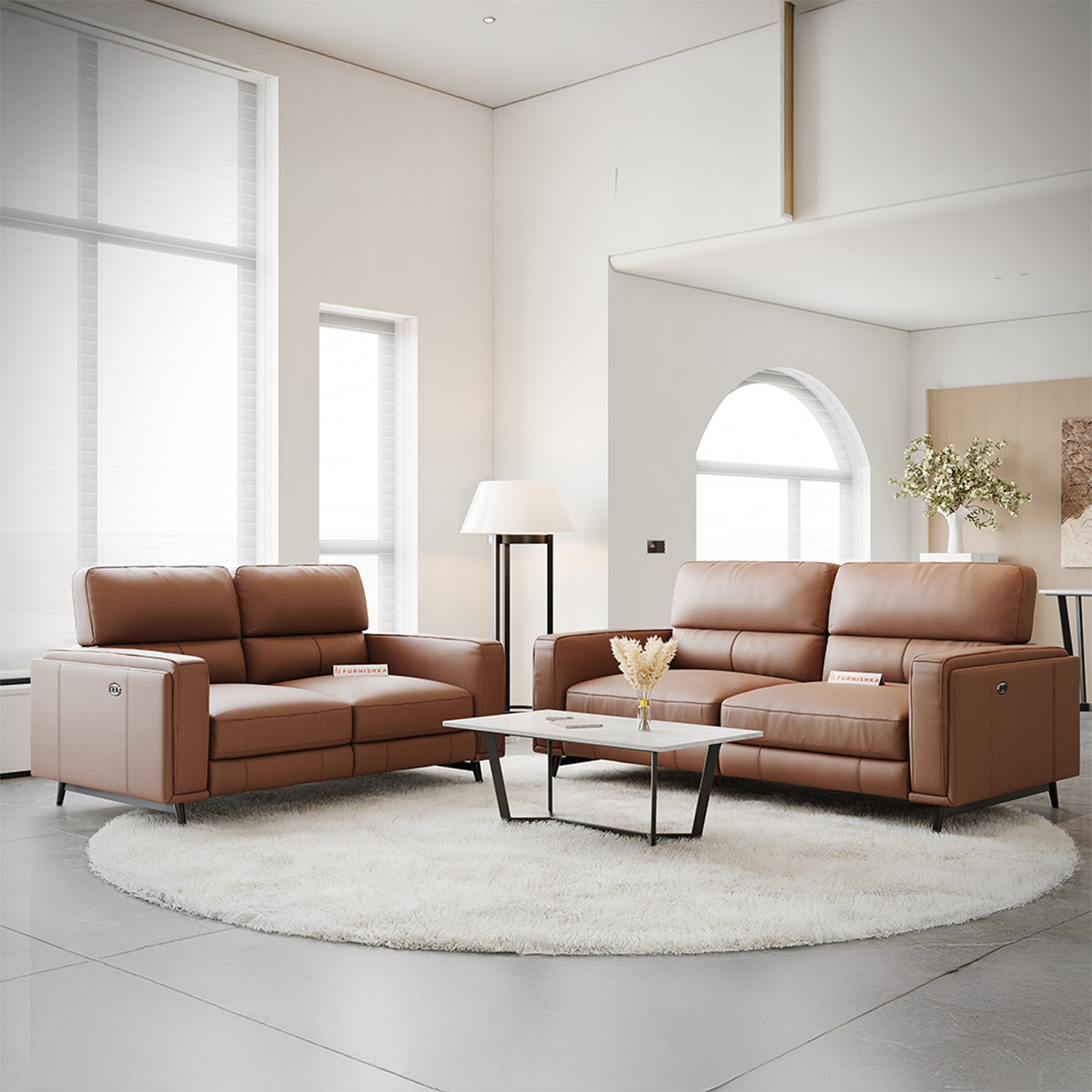 Montes 3 + 2 Seater Recliner - Brown Color - Furnishka 