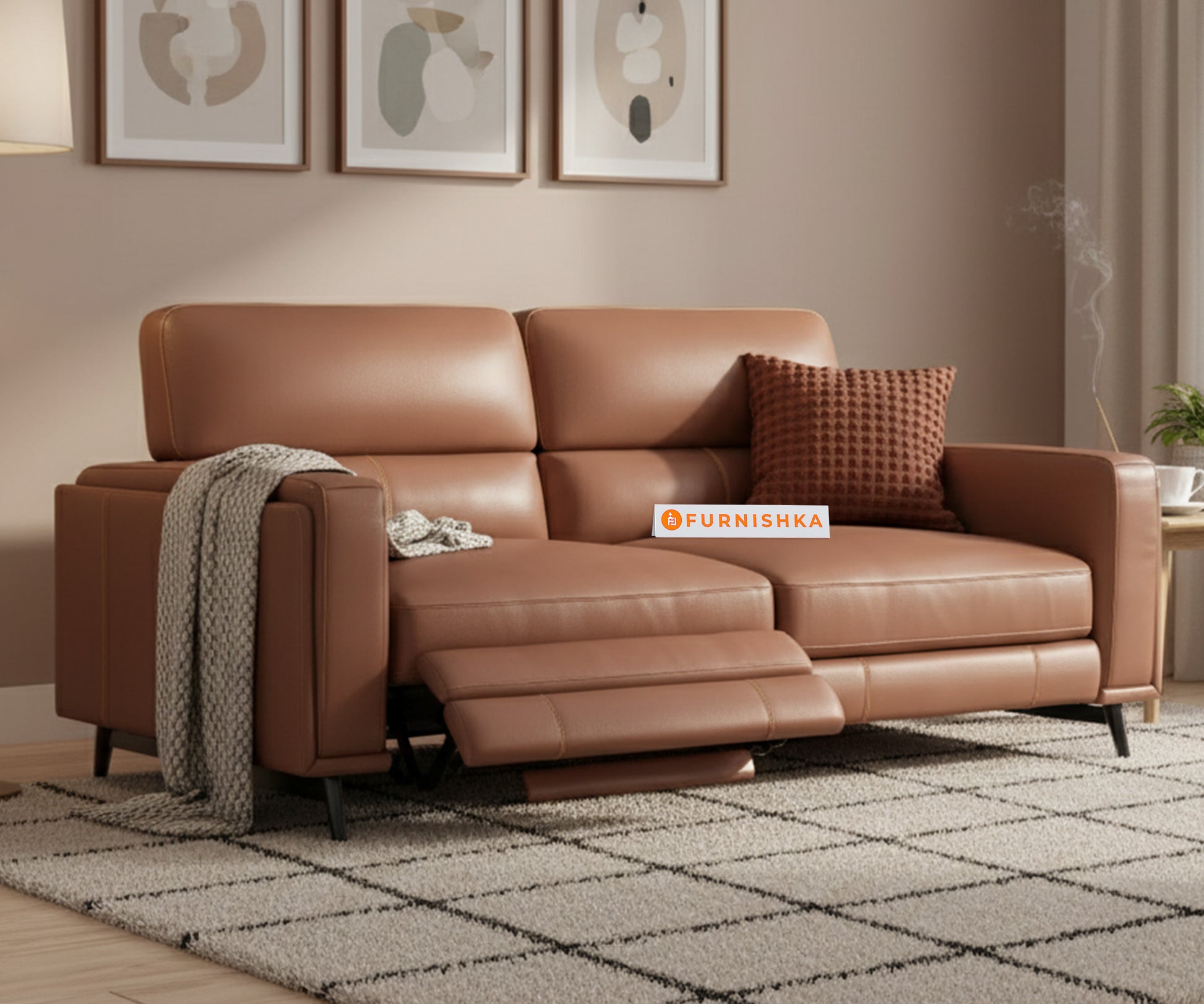 Montes 3 Seater Recliner - Brown - Furnishka 