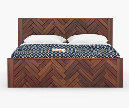 Myra Sheesham Wood Bed Hydraulic Storage - King Size - Furnishka 