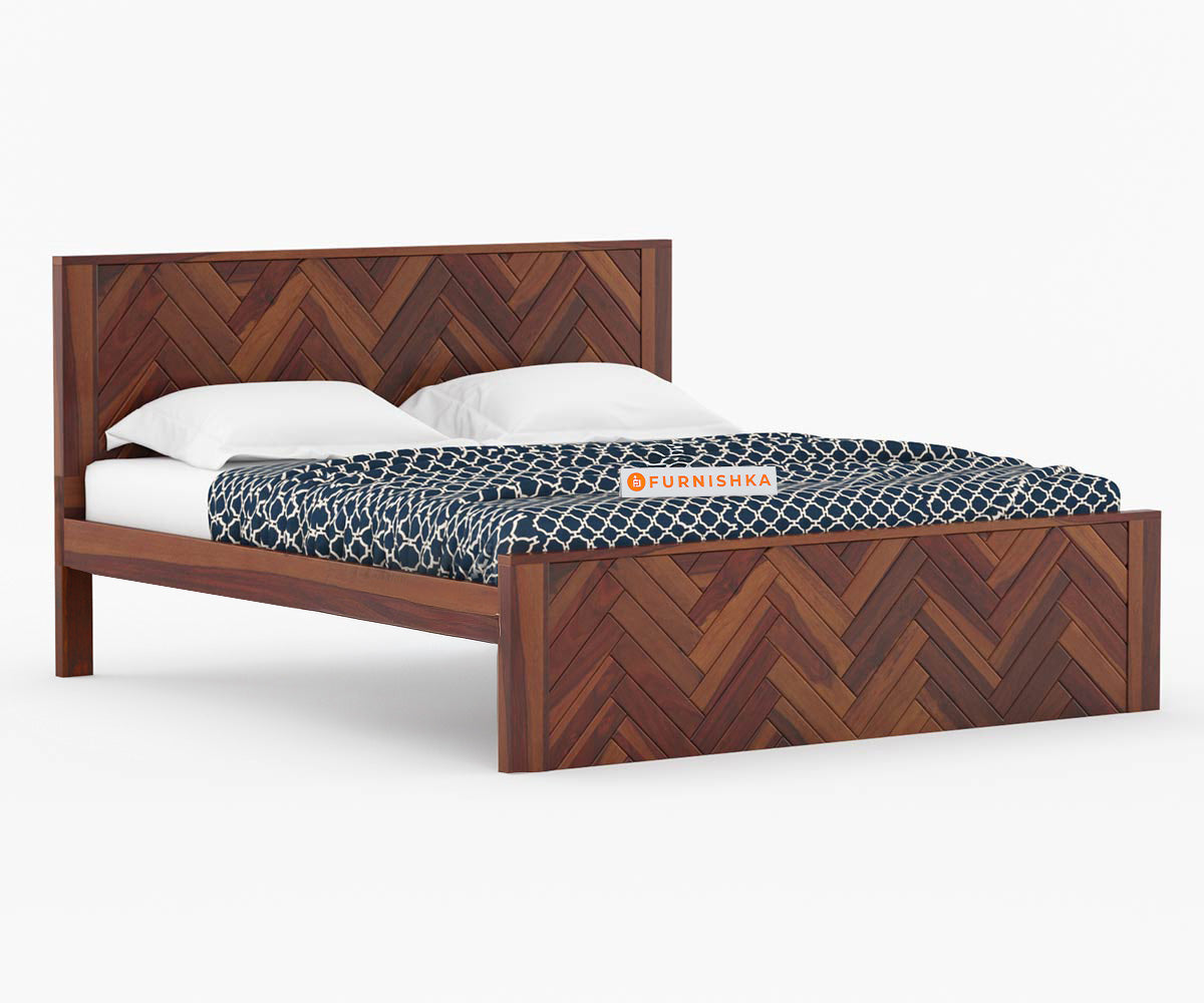 Myra Sheesham Wood Bed Non Storage - King Size - Furnishka 