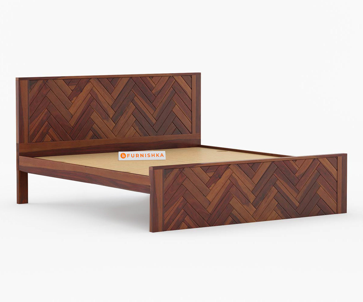 Myra Sheesham Wood Bed Non Storage - King Size - Furnishka 