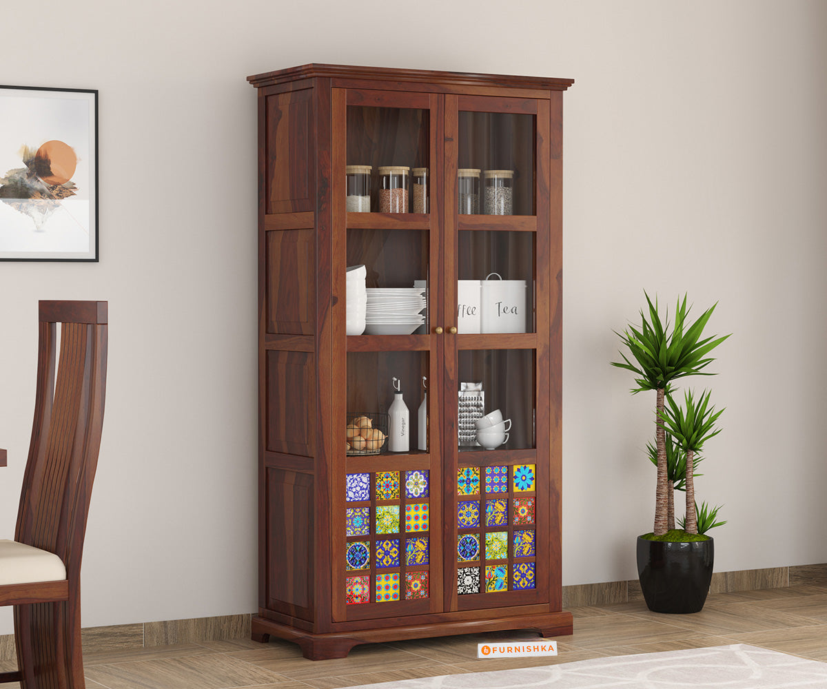 Nancy Sheesham Wood Two Door Book Shelf - Furnishka 