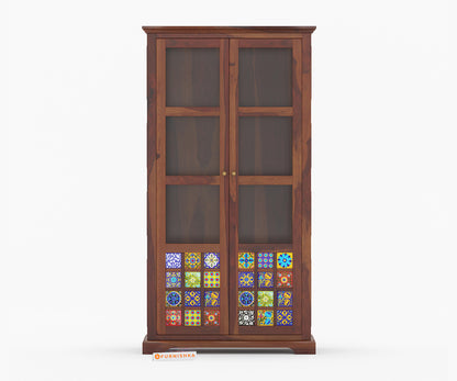 Nancy Sheesham Wood Two Door Book Shelf - Furnishka 