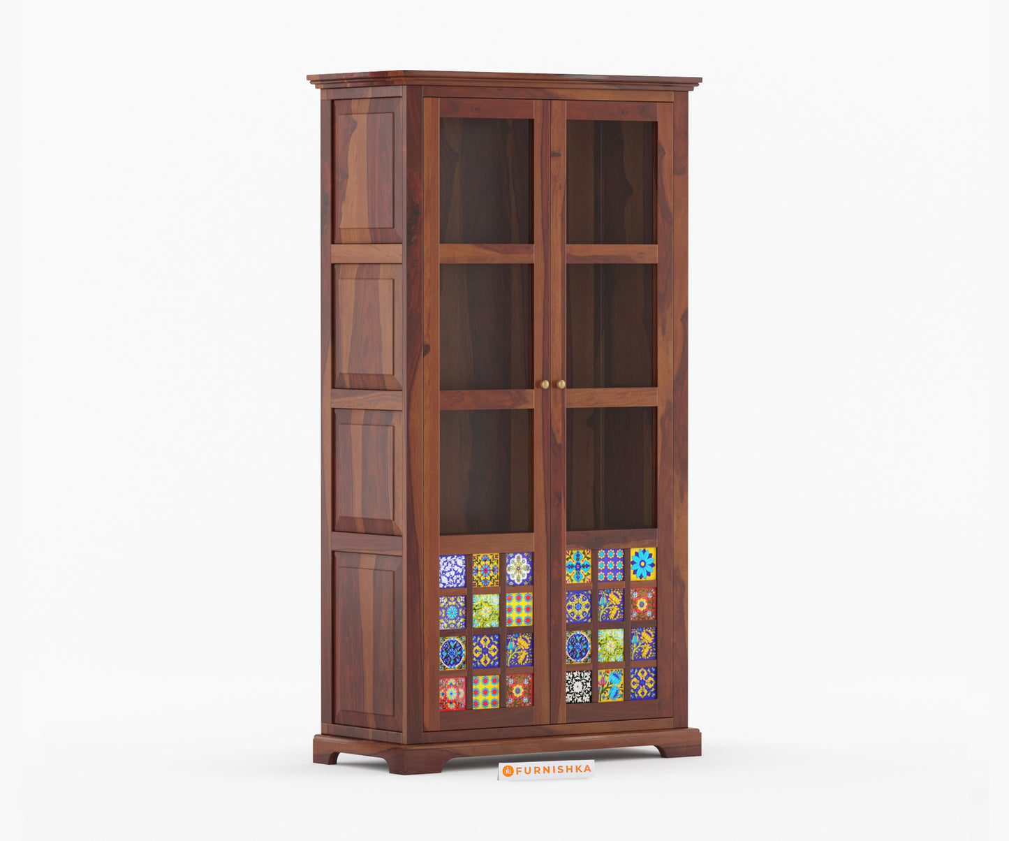 Nancy Sheesham Wood Two Door Book Shelf - Furnishka 