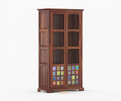 Nancy Sheesham Wood Two Door Book Shelf - Furnishka 