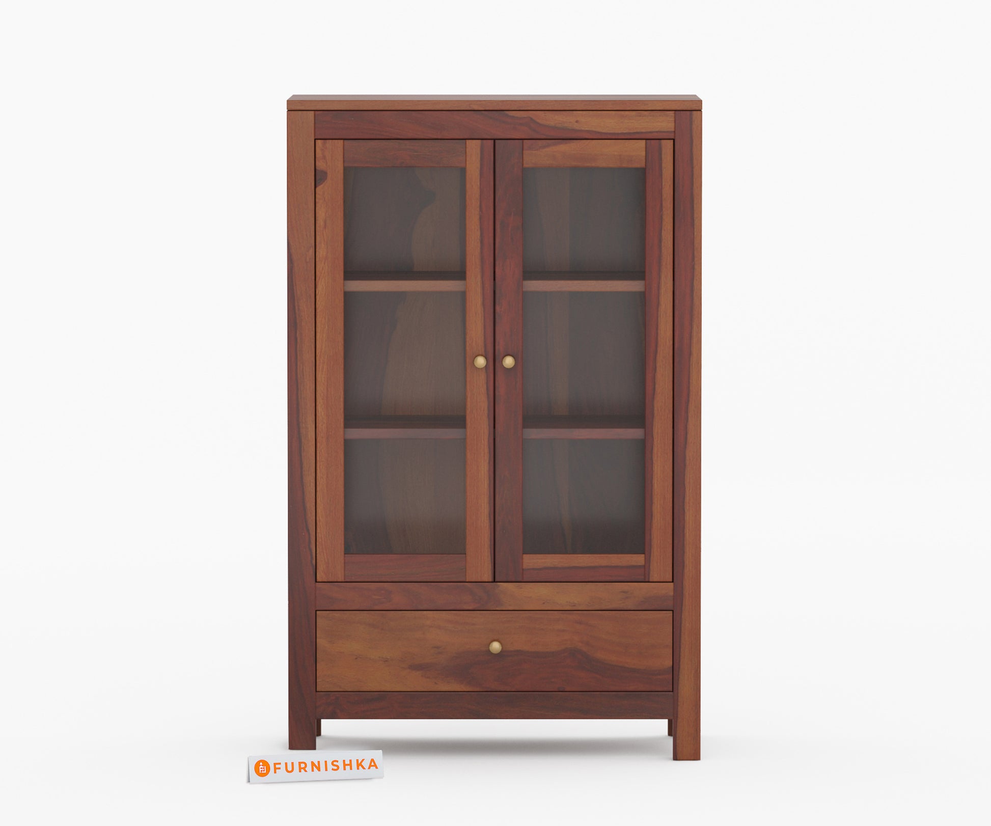 Naruto Sheesham Wood Two Door Book Shelf - Furnishka 