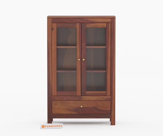 Naruto Sheesham Wood Two Door Book Shelf - Furnishka 