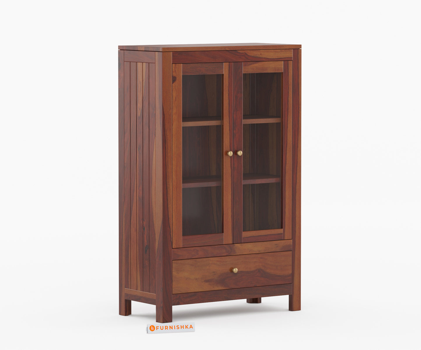 Naruto Sheesham Wood Two Door Book Shelf - Furnishka 